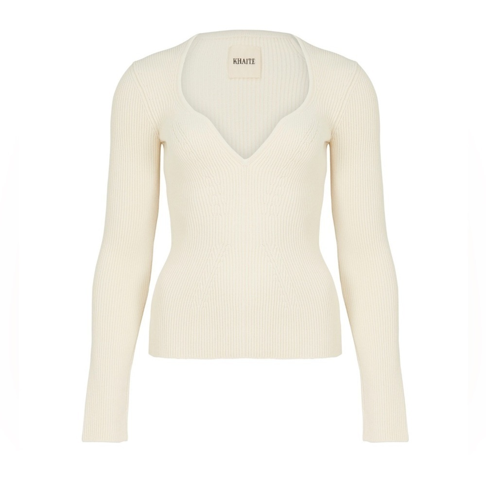 Khaite The Kirah Ribbed Sweater Ivory - Picture 1 of 6